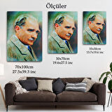 Atatürk Portre Tablosu Mustafa Kemal Atatürk Dikdörtgen Dekoratif Kanvas Tablo-CL-62