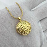 925 AYAR GÜMÜŞ ÇİÇEK MOTİFLİ GOLD MUSKA KOLYE