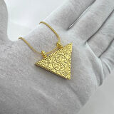 925 AYAR GÜMÜŞ 4 CM ÜÇGEN GOLD MUSKA KABI KOLYE