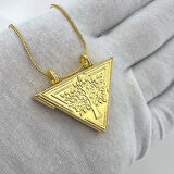 925 AYAR GÜMÜŞ 4 CM ÜÇGEN GOLD MUSKA KABI KOLYE