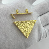 925 AYAR GÜMÜŞ 4 CM ÜÇGEN GOLD MUSKA KABI KOLYE