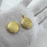 925 AYAR GÜMÜŞ AÇILIR KAPANIR SÜLEYMAN MÜHRÜ İŞLEMELİ GOLD MUSKA KOLYE
