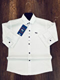Beyaz Erkek Çocuk Uzun Kollu Düğmeli Klasik  Gömlek-clssboy