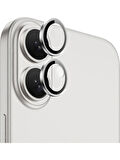 iPhone 16 PLUS Uyumlu Metal Çerçeveli Temperli Kamera Lens Koruyucu
