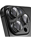iPhone 16 PRO Uyumlu Metal Çerçeveli Temperli Kamera Lens Koruyucu