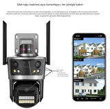 QASUL ICsee WiFi 12MP Kamera 6K 3Lens Bağlantı PTZ Güvenlik Kamera CCTV 3 Ekran Ağ Kamerası 2 Yönlü Ses
