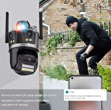 QASUL ICsee WiFi 12MP Kamera 6K 3Lens Bağlantı PTZ Güvenlik Kamera CCTV 3 Ekran Ağ Kamerası 2 Yönlü Ses