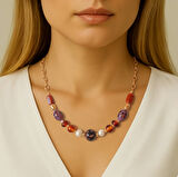 Candy Cam Boncuk Özel Tasarım Paslanmaz Çelik Kolye