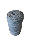 3 Büküm 4mm Makrome İpi (250gr-45m) Pamuk (1 Adet) BEBE MAVİ