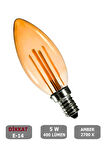 Buji Tasarım E14 Rustik Ampul Vintage Amber (5W - 400 Lümen)-(KIRILMAZ PLASTİK GÖVDE)