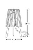 Makrome İpli Metal Masa ve Gece Lambası (Kare Konik - Kiremit)