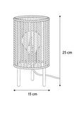 Makrome İpli Metal Masa ve Gece Lambası (Silindir - Koyu Bej)