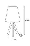 Üç Ayak Ahşap Abajur (22 Cm Pvc Ekru Başlık)