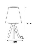 Üç Ayak Mini Ahşap Abajur (Pvc Ekru Başlık)