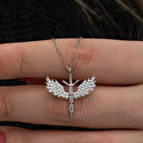 925 Ayar Gümüş Baget Taşlı Mikail Kılıcı Kadın Kolye