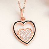 925 Ayar Gümüş Rose Kalp Kadın Kolye
