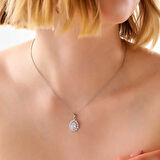 925 Ayar Gümüş Damla Zirkon Taşlı Kadın Kolye