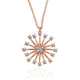 ​925 Ayar Gümüş Rose Çiçek Kadın Gümüş Kolye