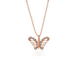 925 Ayar Gümüş Rose Kelebek Kadın Gümüş Kolye