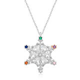 925 Ayar Gümüş Renkli Taşlı Kar Tanesi Kadın Gümüş Kolye