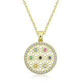 925 Ayar Gümüş Renkli Taşlı Yaşam Çiçeği Kadın Gümüş Kolye