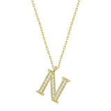925 Ayar Gümüş Gold N Harfi Kadın Gümüş Kolye