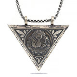 925 Ayar Gümüş Üçgen İçi Açılabilen Osmanlı Arma Muskalık Gümüş Kolye