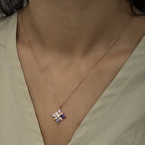 925 Ayar Gümüş Mix Taşlı Umut Çiçeği Gümüş Kolye