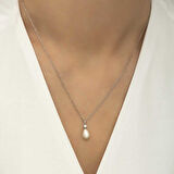 925 Ayar Gümüş Damla İnci Kadın Gümüş Kolye