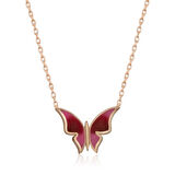 925 Ayar Gümüş Rose Minimal Kelebek Kadın Gümüş Kolye