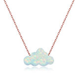 925 Ayar Gümüş Beyaz Opal Taş Bulut Kadın Gümüş Kolye