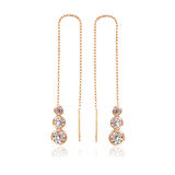 925 Ayar Gümüş Beyaz Taşlı Zincirli Küpe