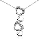 925 Ayar Gümüş Kalpler Kadın Gümüş Kolye