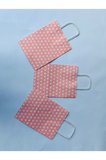 1.Kalite 18x8x24 Cm (3 Adet) Pembe Renk Beyaz Benekli Kraft Kağıt Çanta,Hediye Poşeti,Hediye Paketi