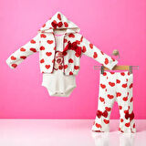 COŞAY BEBE KIZ 9-12-18 AY BÜYÜK KALPLİ 3LÜ TAKIM %100 pamuk