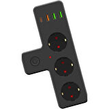 Termal Akım Korumalı Soket Priz Çoğaltıcı Kablosuz Çoklayıcı 2500W 3xUSB 2.4A 1xType-C