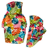 Gedyco Colorful Palm Fileli Küçük Irk Köpek Yağmurluğu