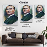 Atatürk Portre Tablosu Mustafa Kemal Atatürk Dikdörtgen Dekoratif Kanvas Tablo-CR-68