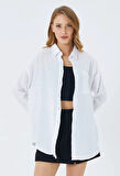 3833 Kadın Oversize Cepli Müslin Gömlek