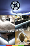 12V Dış Mekan M/60 5050 Beyaz LED Şerit – 5 Metre, Kesilebilir ve Eklenebilir
