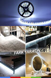 12V İç Mekan M/120 4040 Beyaz LED Şerit – 5 Metre, Kesilebilir ve Eklenebilir