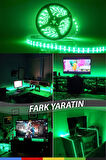 12V İç Mekan M/60 2835 Yeşil LED Şerit – 5 Metre, Kesilebilir ve Eklenebilir