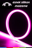 12V İç ve Dış Mekan Pembe Neon LED Şerit – 5 Metre Esnek Silikon Neon  (1 cm’de Bir Kesilebilir)