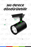 Siyah Kasa ve Beyaz 30W Led Ray Spot – 360° Döner Başlıklı Raylı Armatür