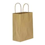 Büküm Saplı Kraft Kağıt Çanta Karton Hediyelik Poşet Torba - Sarı - 18x24 Cm. - 25 Adetlik 2 Paket