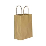 Büküm Saplı Kraft Kağıt Çanta Karton Hediyelik Poşet Torba - Sarı - 18x24 Cm. - 25 Adetlik 2 Paket