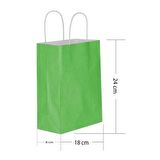 Büküm Saplı Kraft Kağıt Çanta Karton Hediyelik Poşet Torba - Yeşil - 18x24 Cm. - 25 Adetlik Paket