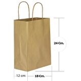 Büküm Saplı Kraft Kağıt Çanta Karton Hediyelik Poşet Torba - Sarı - 18x24 Cm. - 25 Adetlik Paket