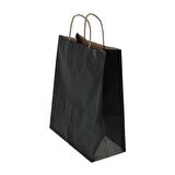Büküm Saplı Kraft Kağıt Çanta Karton Hediyelik Poşet Torba - Siyah - 18x24 Cm. - 10 Adetlik Paket