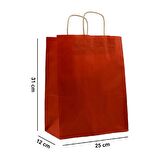 Büküm Saplı Kraft Kağıt Karton Hediye Çanta Poşet Torba - Bordo - 25x31 Cm. - 25 Adetlik 2 Paket